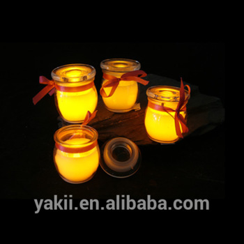  LED Candle Jar In Glass Holder With Ribbon CA8160