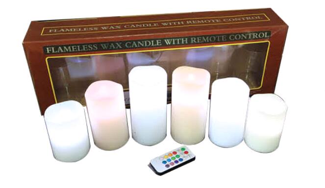 6pcs/Set Wax Flameless Color Change LED Candle With Remote Control CA8112-18