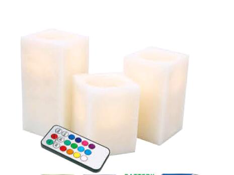 3Pcs/Set Flameless LED Wax Cube Candle With Remote Control CA8128BR