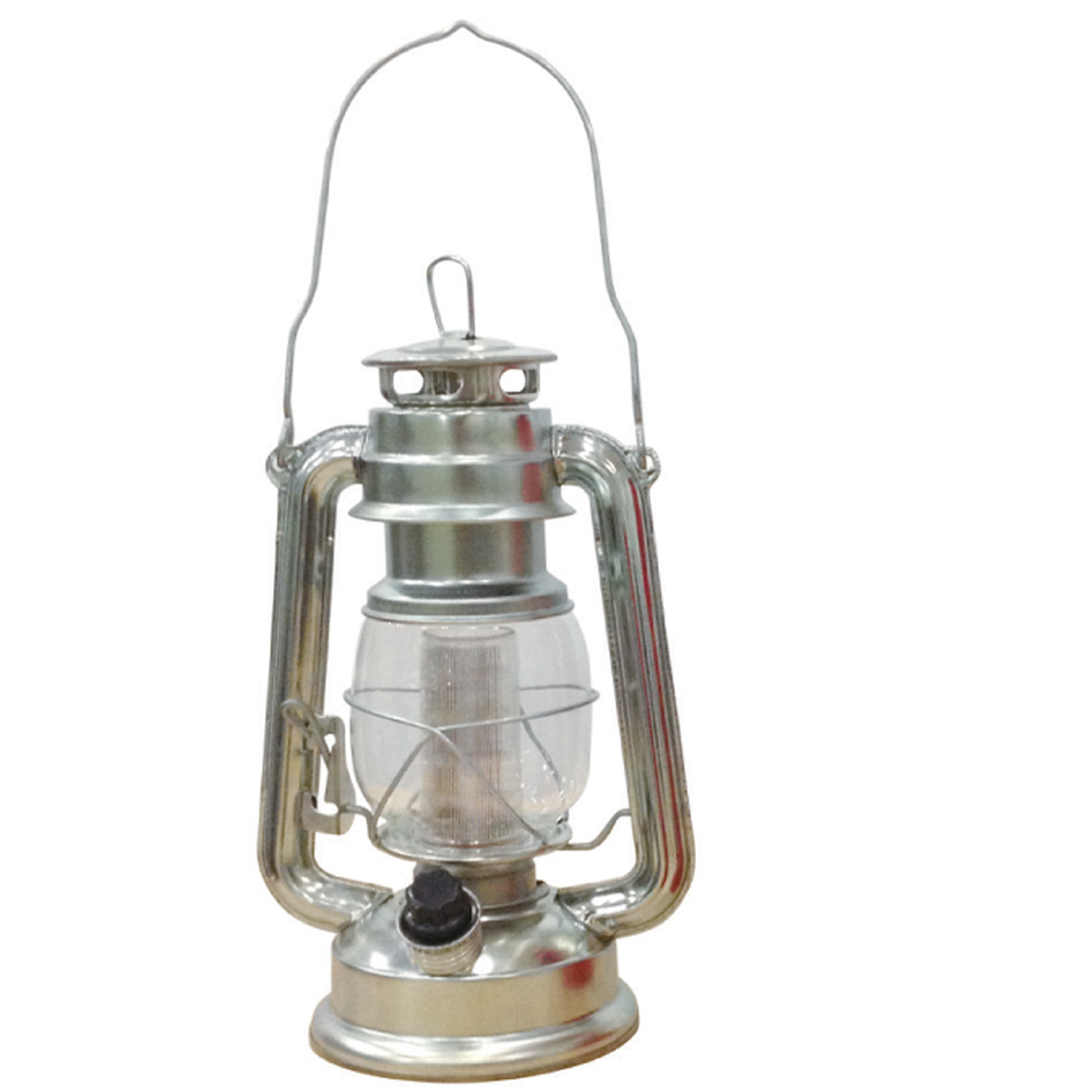 Dimmable Metallic Lantern w/12 LED Lights - Silver