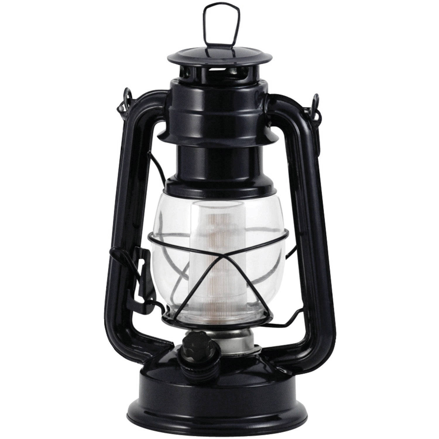 Dimmable Metallic Lantern w/12 LED Lights - Black