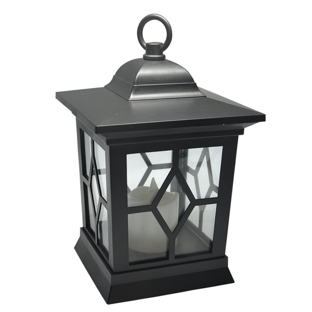 Plastic Flickering LED Lantern - Black